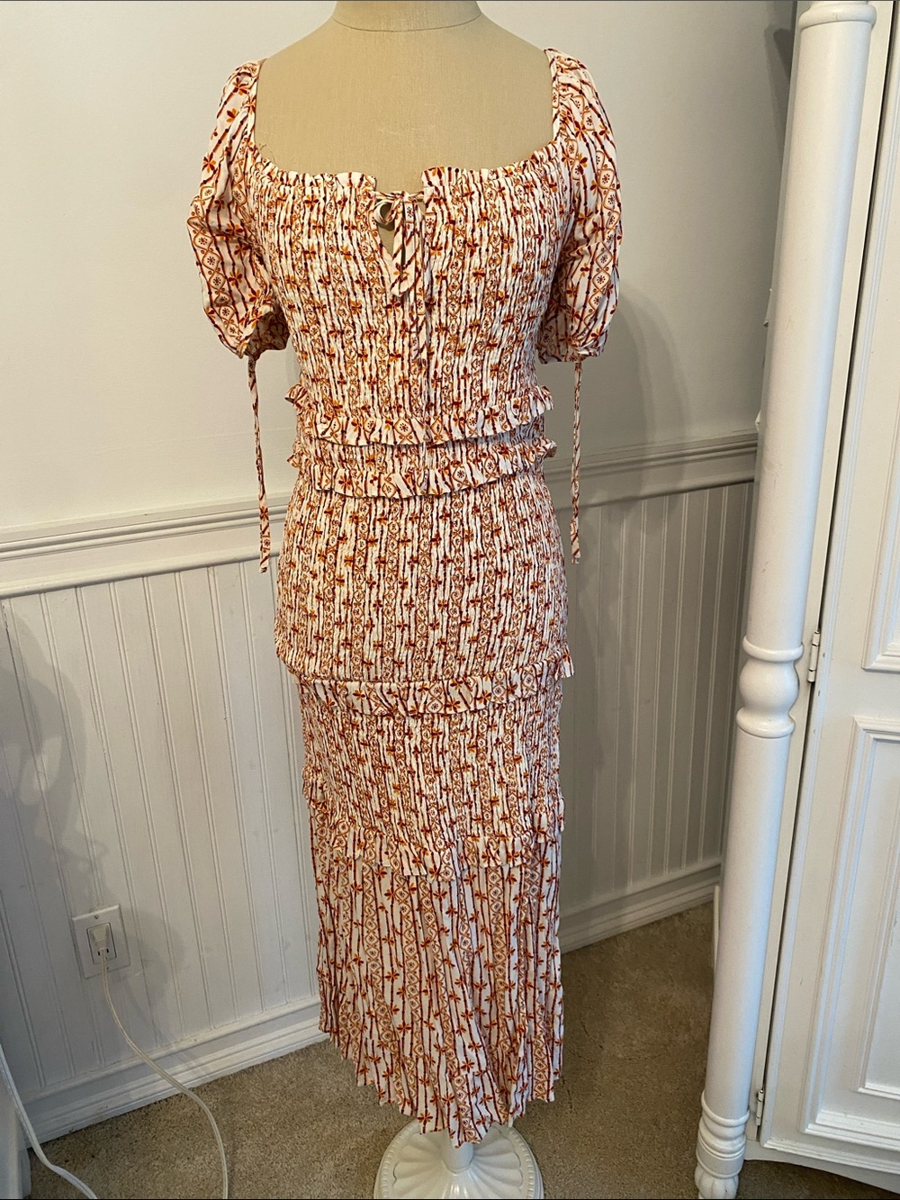 Lost + Wander Ruched Floral Tiered Maxi Dress